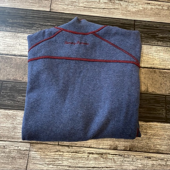 Tommy Bahama Men’s Reversible Maroon Navy 1/4 Zip Pullover Sweater Size Large - Picture 9 of 12